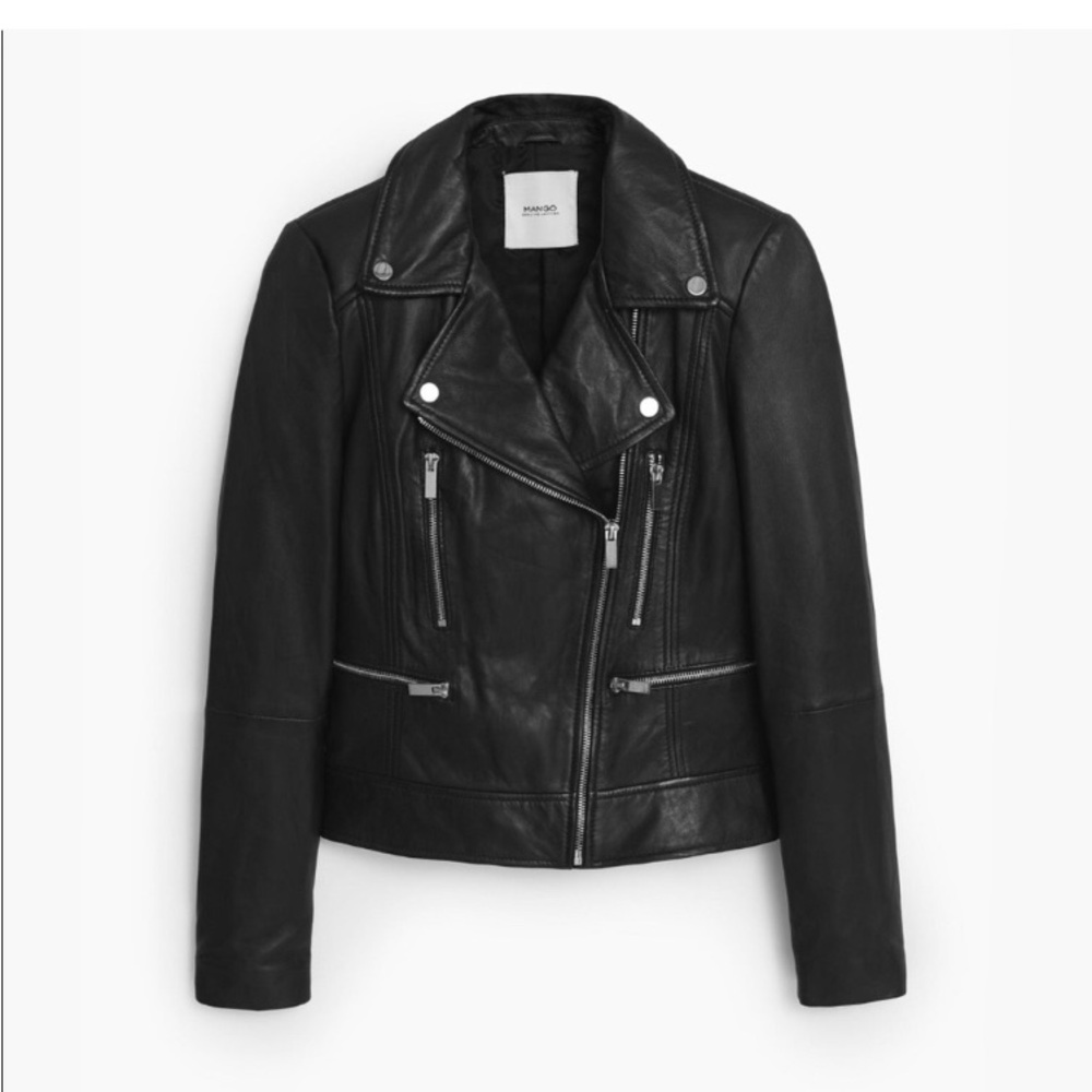 MANGO Classic Leather Moto Jacket